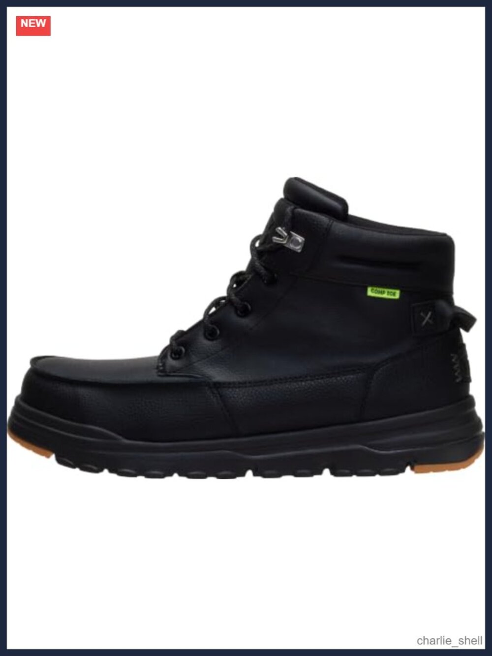 HEYDUDE Men's Leather Composite Toe Work Boot | Water Repellant | Slip Resistant